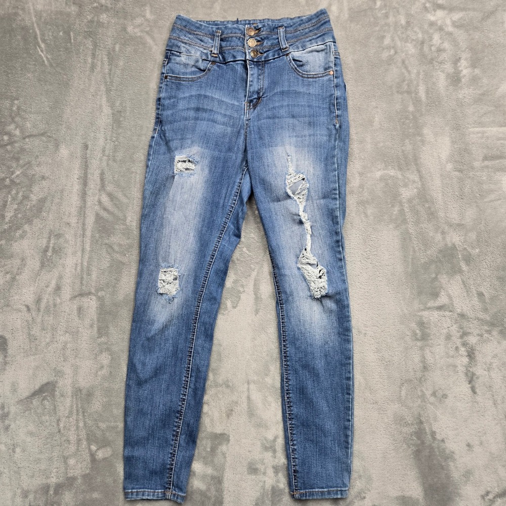 Ci Sono The Basics Collection Distressed High Rise Skinny Jeans Medium Wash 7/28